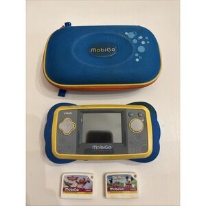 VTech Mobigo Touch Learning System Handheld Gaming Console w/ 2 games Case Works